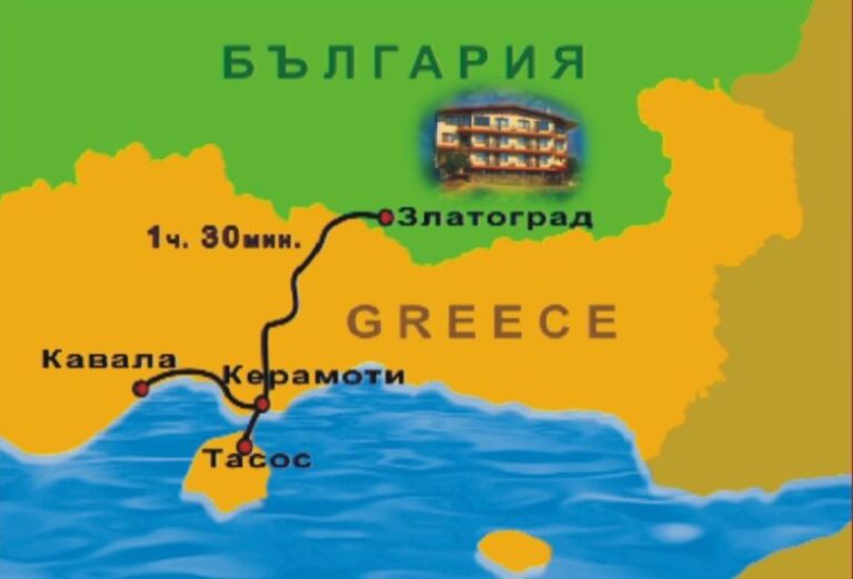 Карта от Панорама до Кавала и Керамоти в Гърция